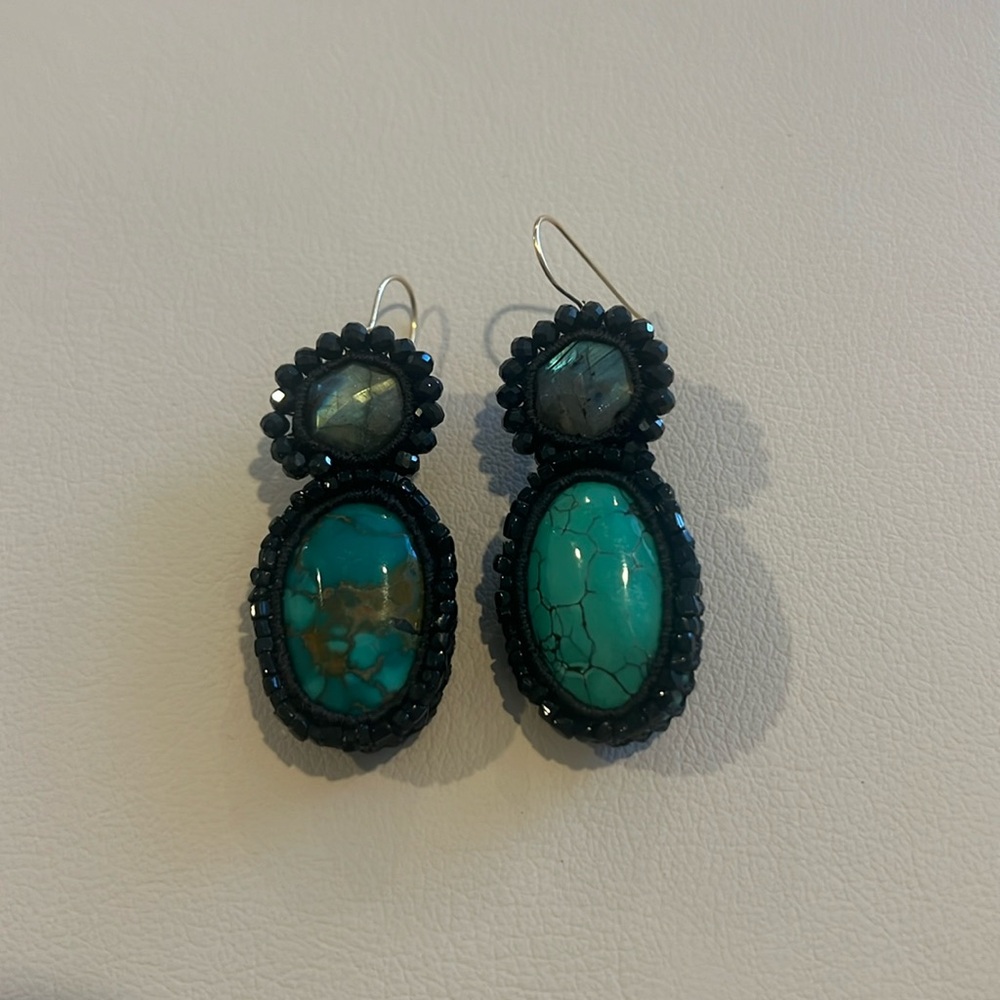 NWOT Jacki Holland Studio Earrings Turquoise with Labradorite
